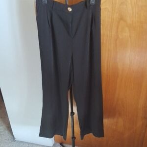 Chic Black Wide Leg Women's Trousers